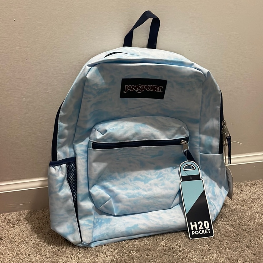 ☁️ Baby blue sky print Jansport back bag